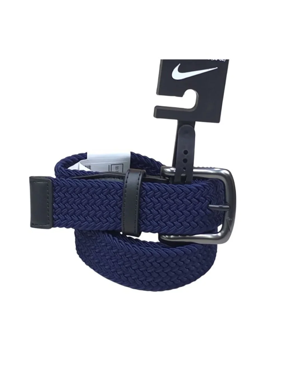 Nike Mens Stretch Braided Golf Belt Large 38-40 Navy Blue With Gunmetal Buckle